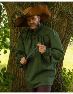 Camisa medieval de lazos modelo Ansgar, color verde