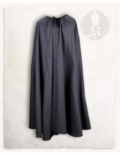 Capa medieval en algodón negro modelo Carl