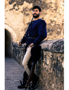 Mittelalterjacke Modell Rafael, blaue Baumwolle