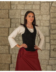 Corpiño medieval en gamuza negra modelo Lisa