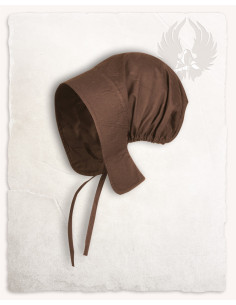 Mittelalterliche Bauernhaube Modell Greta, braune Farbe
