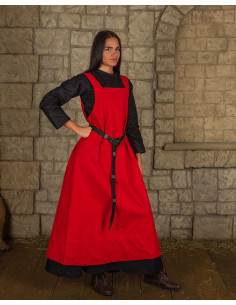 Jurkmodel in schortstijl Lientje, rode kleur