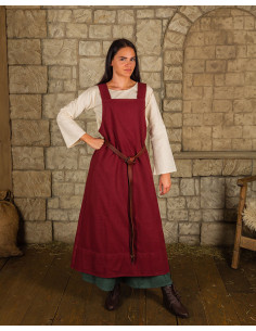 Jurk in schortstijl, model Lientje, bordeaux