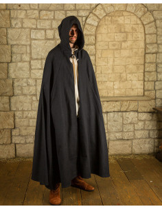 Capa medieval de algodón modelo Gora, color negro