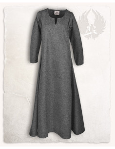Mittelalterliches Kleid aus grauer Wolle, Modell Wilma