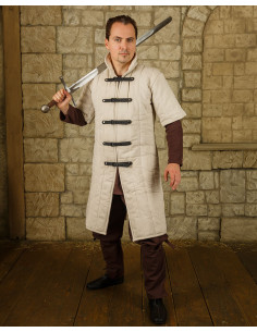 Lange middeleeuwse wambuis Leopold model, creme kleur