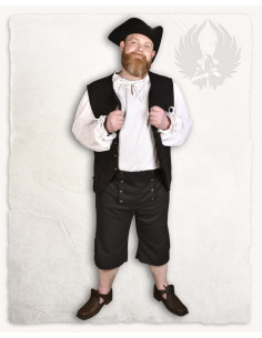 Zwarte katoenen piratenbroek model Franklin