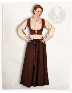 Corpiño medieval en algodón burdeos modelo Annabelle