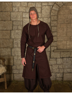 Túnica medieval larga en algodón marrón modelo Wolfram