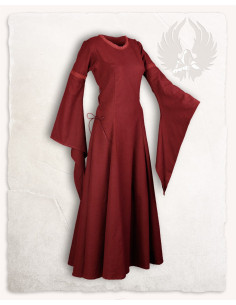 Vestido medieval en algodón premium modelo Lenora, burdeos