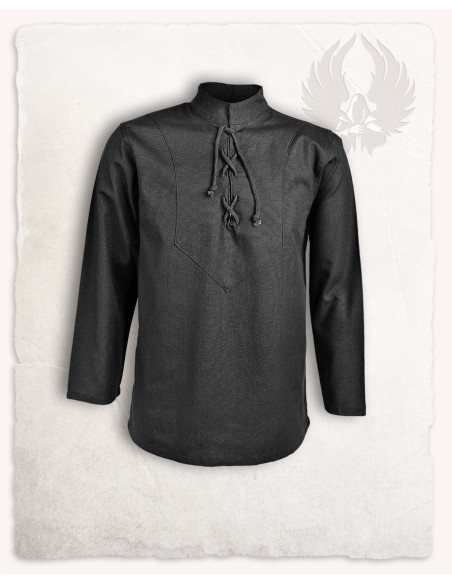 Camisa medieval en algodón negro...