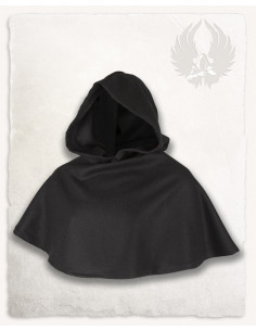 Capucha medieval en lana negra modelo Wolfram