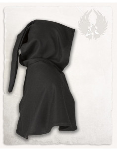 Capucha medieval en lana negra modelo Wolfram 2