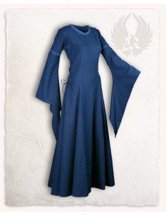 Middeleeuwse jurk in premium katoen model Lenora, blauw