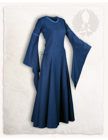 Middelalderkjole i premium bomuld model Lenora, blå