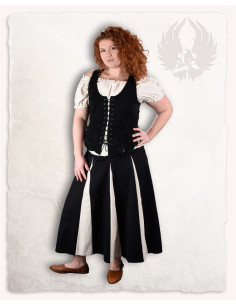 Tofarvet middelalderskørt Isabell model (sort-creme)
