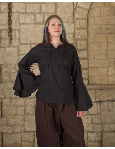 Middeleeuwse blouse vrouw Felice - zwarte kleur