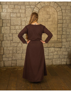 Vestido medieval en algodón premium modelo Lenora, marrón 2