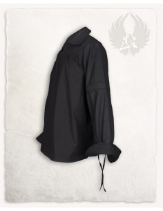 Camisa medieval en algodón negro modelo Tilly 2