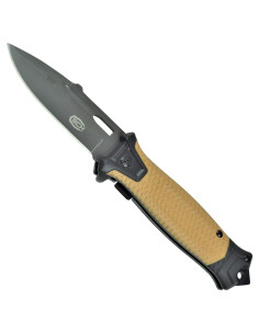 Navaja de campo asistida empuñadura marrón (total 23 cm.)