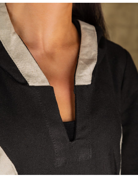 Vestido medieval negro-crema con...