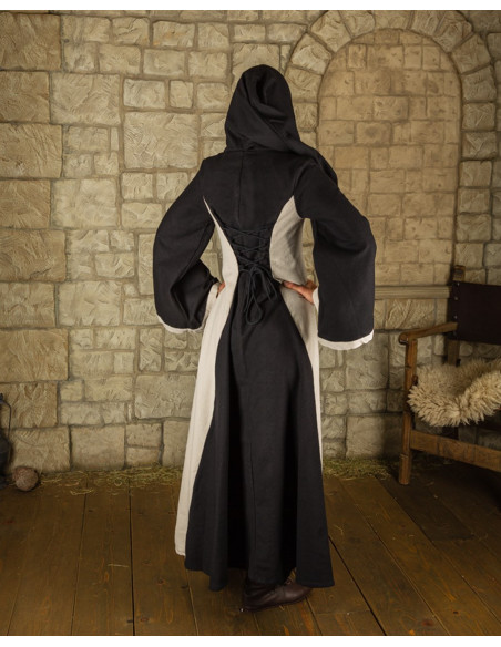 Vestido medieval negro-crema con...