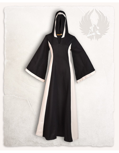 Vestido medieval negro-crema con...