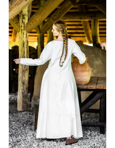 Túnica blanca natural larga señora Medieval modelo Scarlet ⚔️  Tienda-Medieval