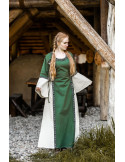 Angie vrouw middeleeuwse jurk, naturel groen-wit