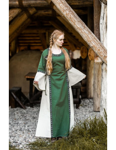 Vestido medieval mujer Angie, verde-blanco natural