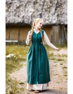 Middelalderlig bondekjole model Arlette, grøn farve