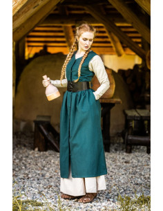 Middelalderlig bondekjole model Arlette, grøn farve 2