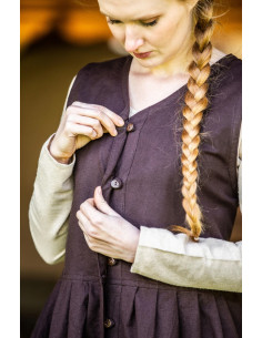 Arlette ärmelloses mittelalterliches Kleid, braune Farbe