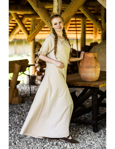 vokal Hykler Bug Middelalderlig kjole model Melisande, hamp farve ⚔️ Tienda Medieval  Størrelse L