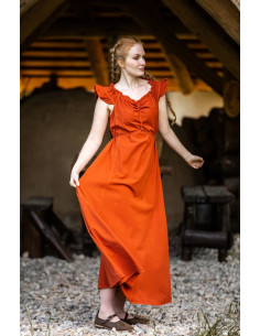 Lang middelalderkjole model Clara, mørk orange farve 2