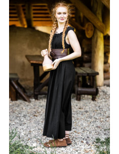 Langes mittelalterliches Kleid Modell Ella, schwarze Farbe