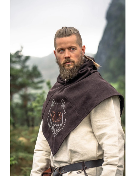 Gugel viking bruine kop wolf model...