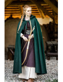 Capa medieval clásica Elinor color verde con capucha corta, Unisex
