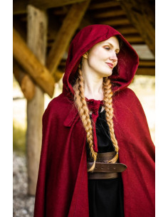 Capa medieval larga modelo Hervir, rojo 131 cm. 2