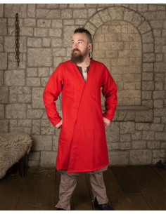 Túnica medieval cruzada de lana roja, modelo Shapur