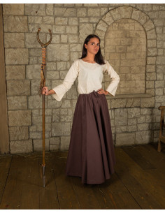 Falda medieval en algodón modelo Úrsula, marrón