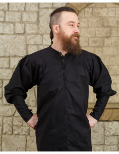 Camisa medieval de lazos modelo Simon, negra