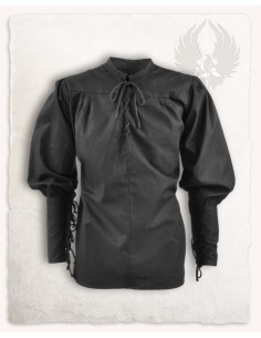 Camisa medieval de lazos modelo Simon, negra 2