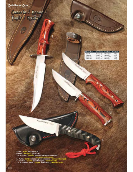 Cuchillo caza Braco, madera coral