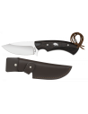 Zwijnenjachtmes met leren schede (lengte 22,3 cm.)
