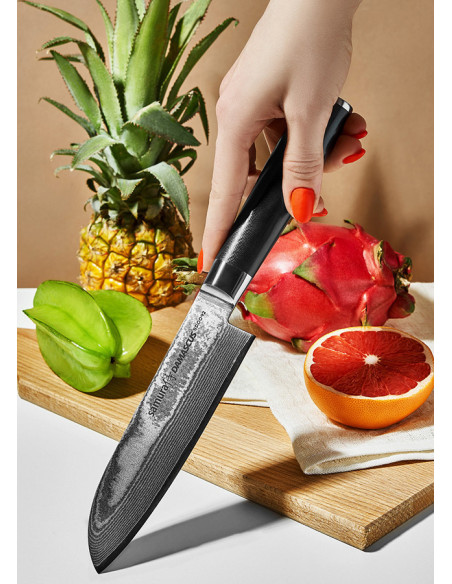 Santoku Samura Damaskus-Serienmesser,...