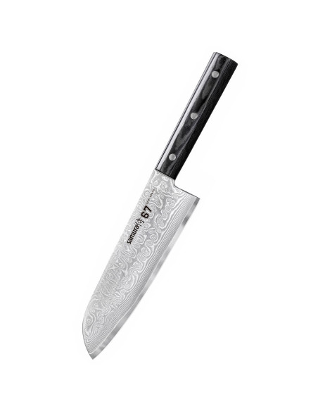 Cuchillo Santoku Samura serie Damascus 67, hoja 175 mm.