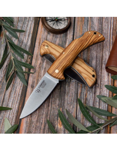 Navaja de caza Galatea, mango olivo natural satinado