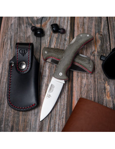 Navaja de caza Athenea, mango canvas verde (con funda)