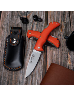 Navaja de caza Athenea, mango G10 naranja (con funda)